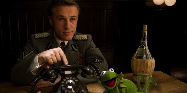 Christoph Waltz and Kermit in The Muppets Sequel